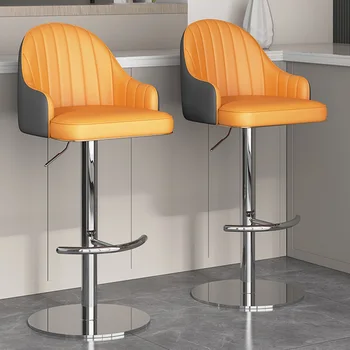 Регулируем кожен бар стол Модерен прост брояч въртящи се бар столове Удобни метални мебели Silla Alta Para Barra Cafe