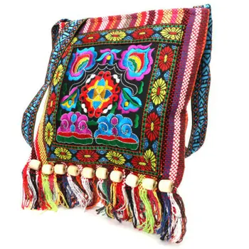 Реколта Hmong племенни етнически тайландски индийски Boho рамо чанта съобщение чанта бельо ръчно изработени бродерия гоблен