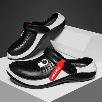 Сандали за мъже Черни дишащи домашни чехли Външна мода Ежедневни градински обувки чехли Двойка водни обувки Дамски сандали