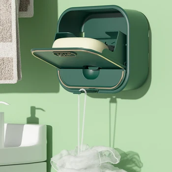 Стенна дренажна сапунена кутия Творчески флип-топ тип сапунени кутии Многофункционално чекмедже сапунерка за чинии Аксесоари за баня