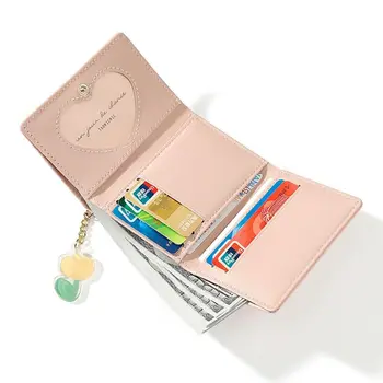 Чанта сгъната чанта пари клип PU кожа множество слотове за карти къса монета чантата жените портфейл кредитна карта клип притежателя на картата