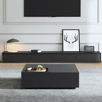 Черни орнаменти Телевизионна стойка дизайн чекмедже хол дисплей Европейски телевизионни шкафове Луксозни подови мюблета Para Hogar Мебели за дома
