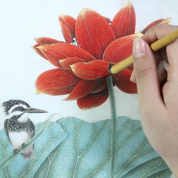 щателен живопис линия проект ръкопис лотос цвете птица божур нула базирани китайски живопис оцветяване практика зрели ориз хартии
